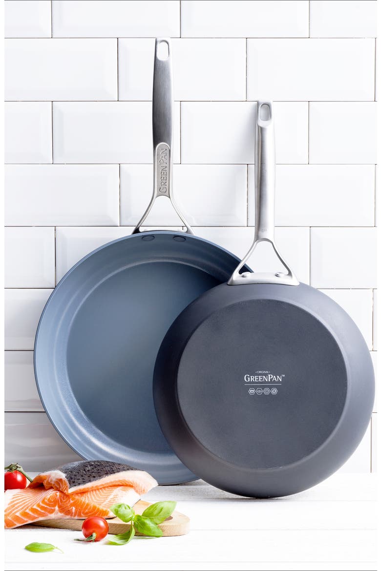 Paris 10-Inch & 12-Inch Anodized Aluminum Ceramic Nonstick Frying Pan Set, Alternate, color, GREY