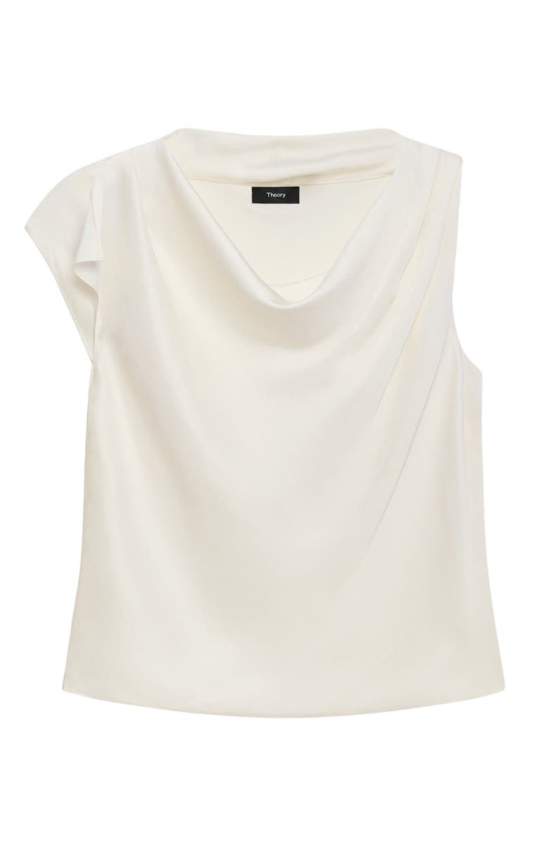 Theory Cowl Neck Single Short Sleeve Satin Top, Alternate, color, Lemongrass
