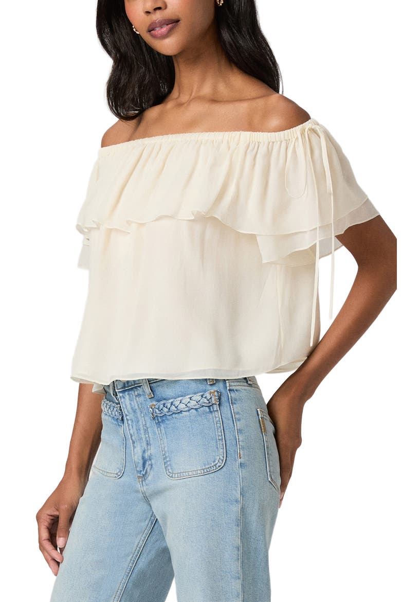 Golden Off the Shoulder Top, Alternate, color, ANTIQUE WHITE