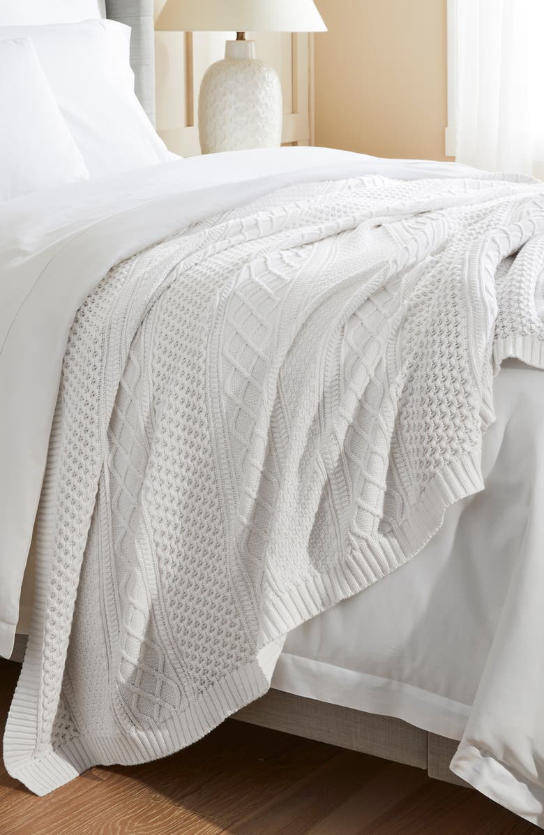 Boll & Branch Aran Knit Organic Cotton Blanket, Alternate, color,