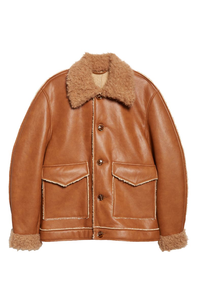 Séfr Beau Faux Leather & Faux Shearling Jacket, Main, color, Tan Faux Shearling