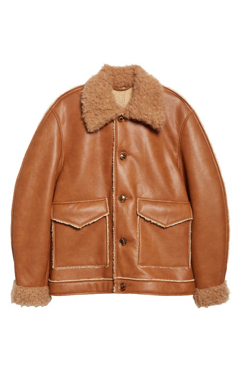Séfr Beau Faux Leather & Faux Shearling Jacket In Brown