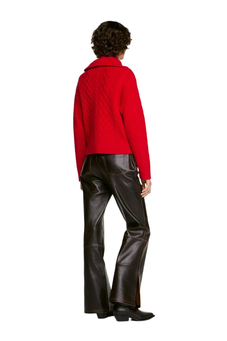 Zip-neck knit sweater, Alternate, color, Red