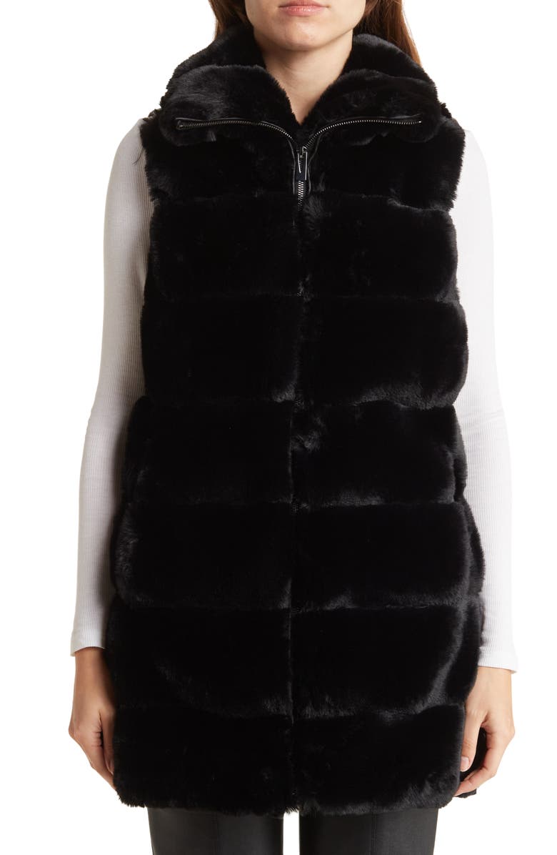 Via Spiga Hooded Faux Fur Vest, Alternate, color,