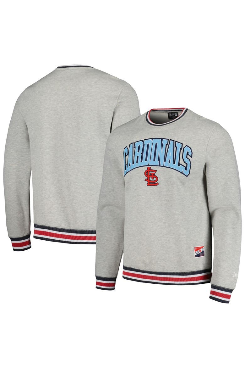 Men's New Era Heather Gray St. Louis Cardinals Throwback Classic Pullover Sweatshirt, Main, color, Heather Gray