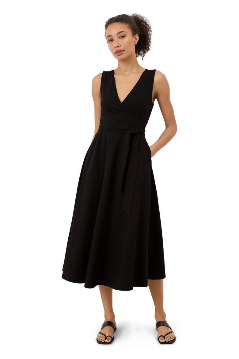 Fit & Flare Easy V-Neck Dress Made With Organic Cotton, Main, color, Black