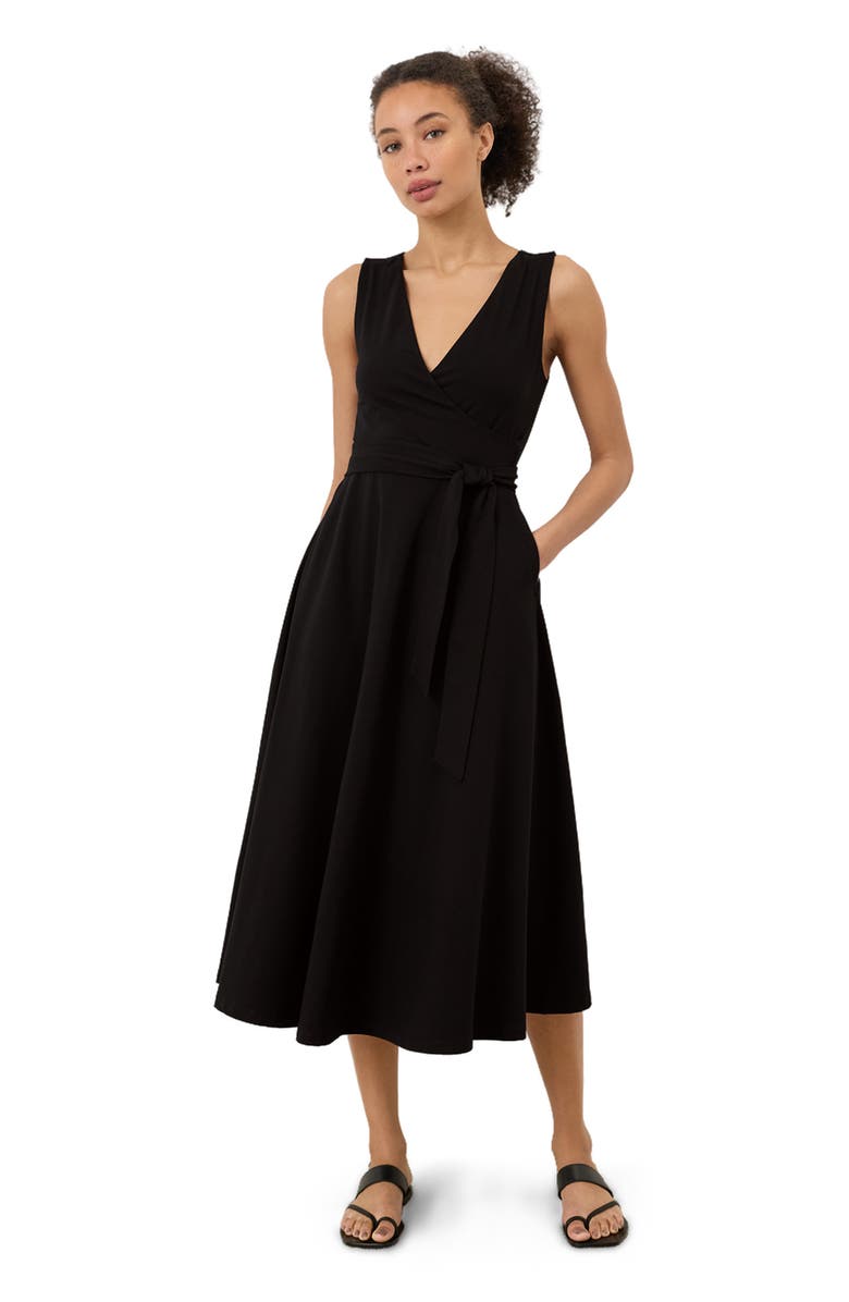 Pact Fit & Flare Easy V-Neck Dress Made With Organic Cotton, Main, color, Black