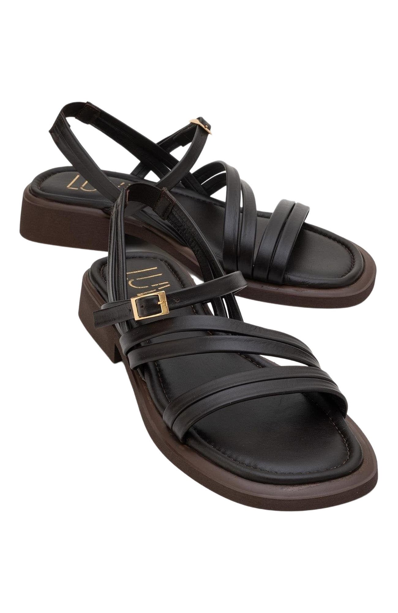 Forever & Always Shoes Cesar Leather Sandals, Alternate, color, Dark Brown Leather