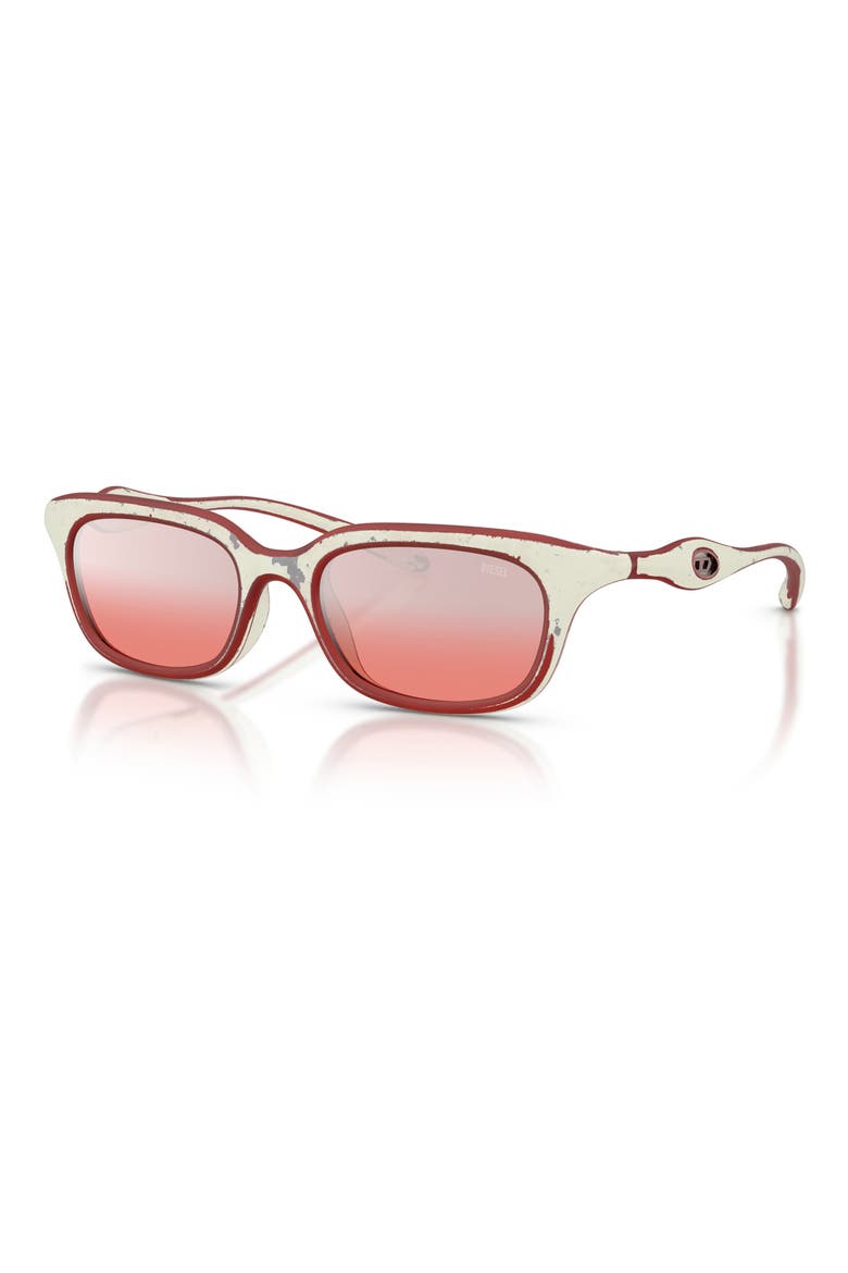 DL3013U 50mm Square Sunglasses, Alternate, color, WHITE BARRELLING RED / RED