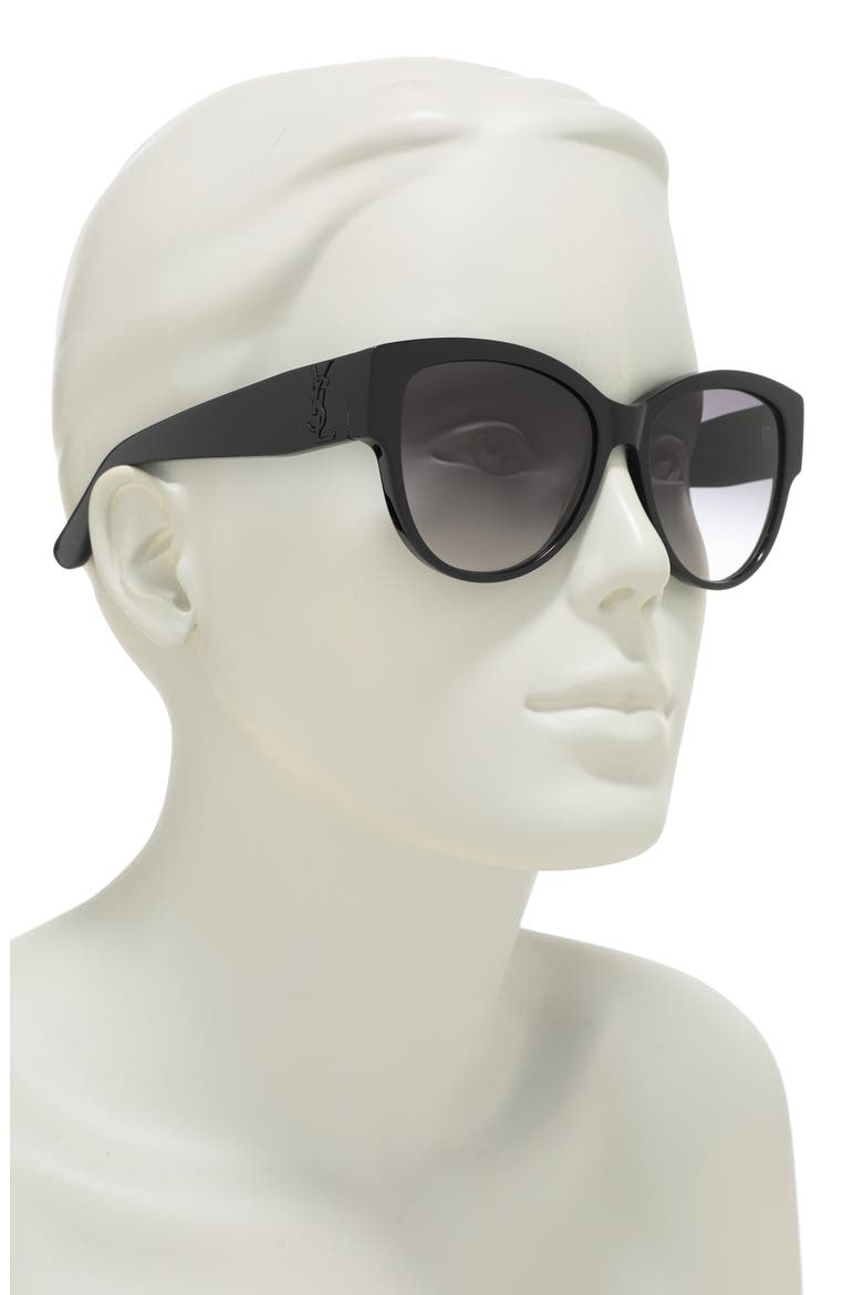 55mm Round Sunglasses, Alternate, color, BLACK BLACK GREY