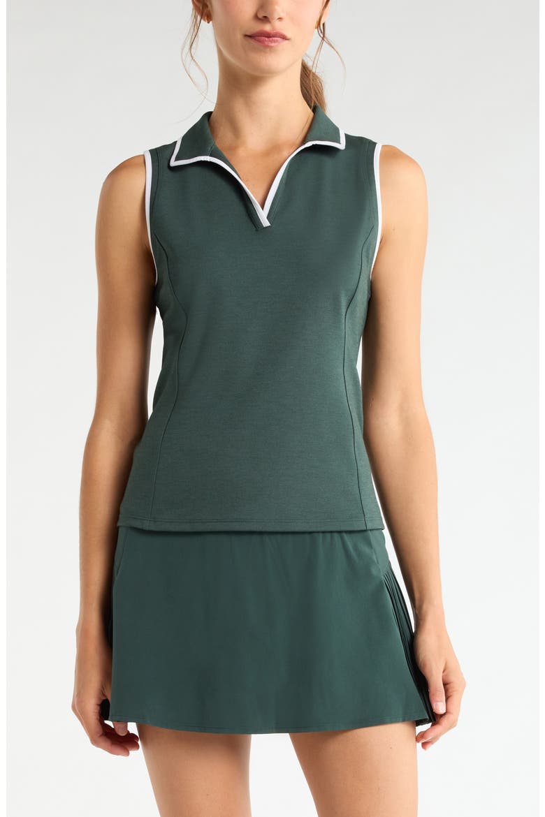 Pace Piqué Knit Polo Tank, Main, color, GREEN TIMBER
