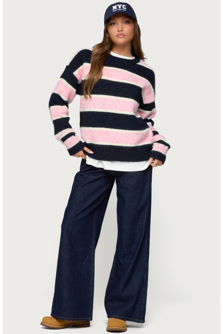 Conrad Stripe Sweater, Alternate, color, NAVY-AND-PINK