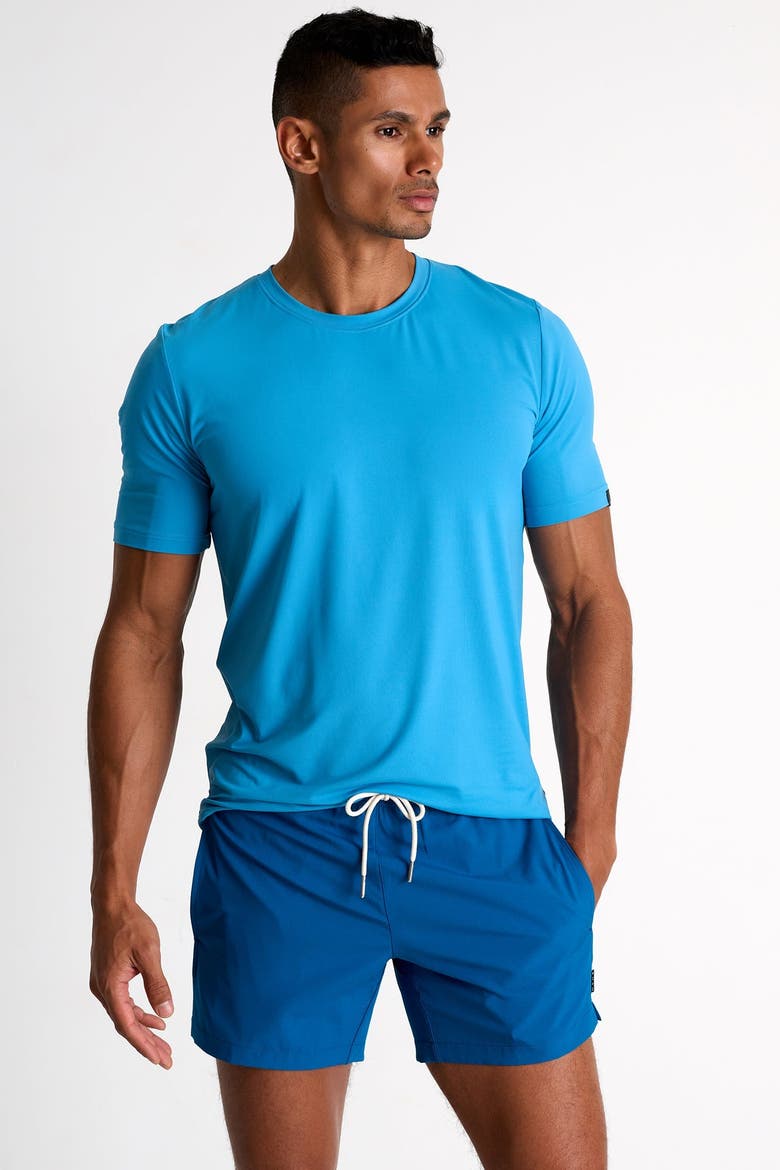 Classic fit stretch swim trunks, Alternate, color, Blue