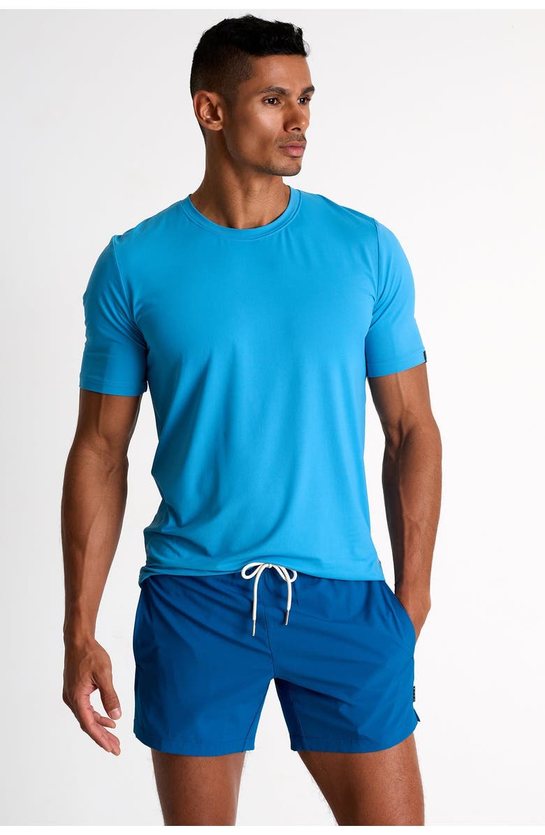 SHAN Classic fit stretch swim trunks, Alternate, color, Blue