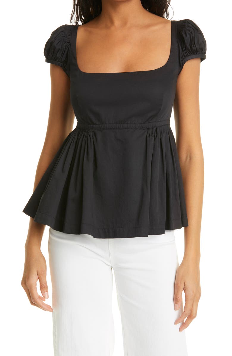 Rebecca Taylor Puff Sleeve Peplum Top, Main, color, 