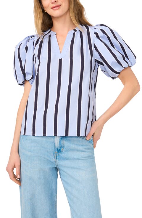 Stripe Puff Sleeve Top