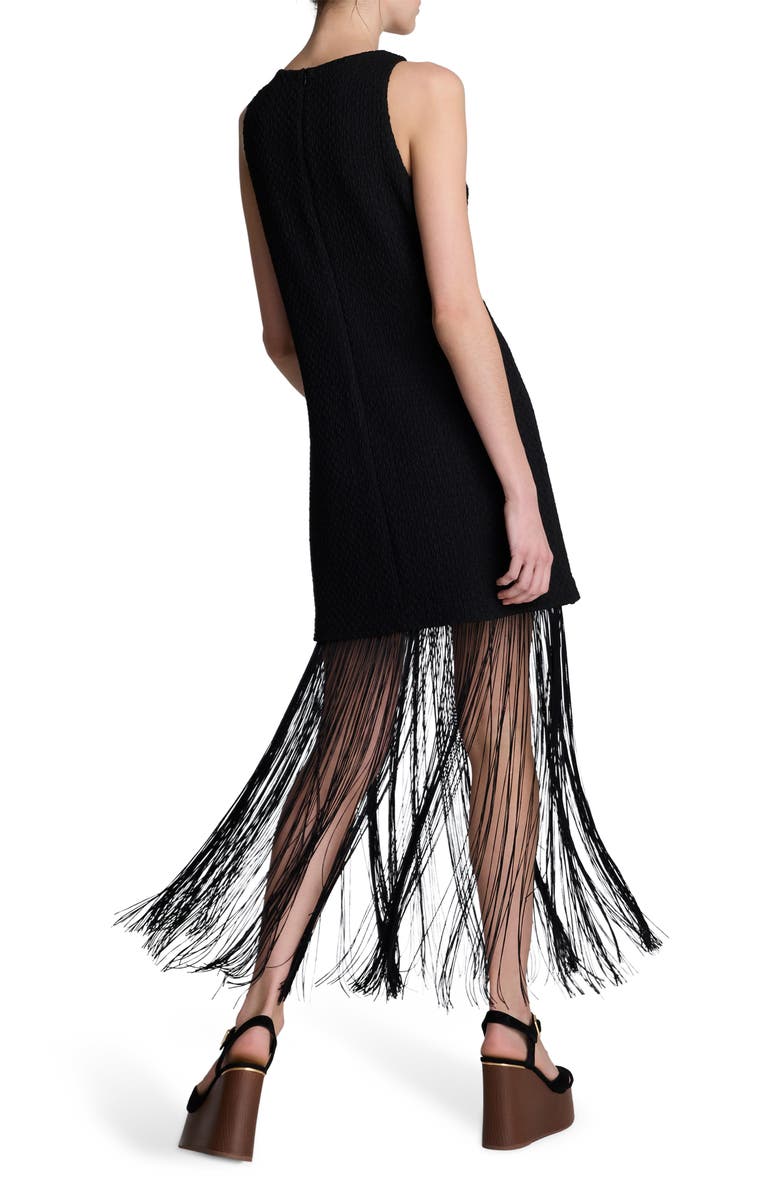 Kenneth Cole Fringe Trim Shift Dress, Alternate, color, Black