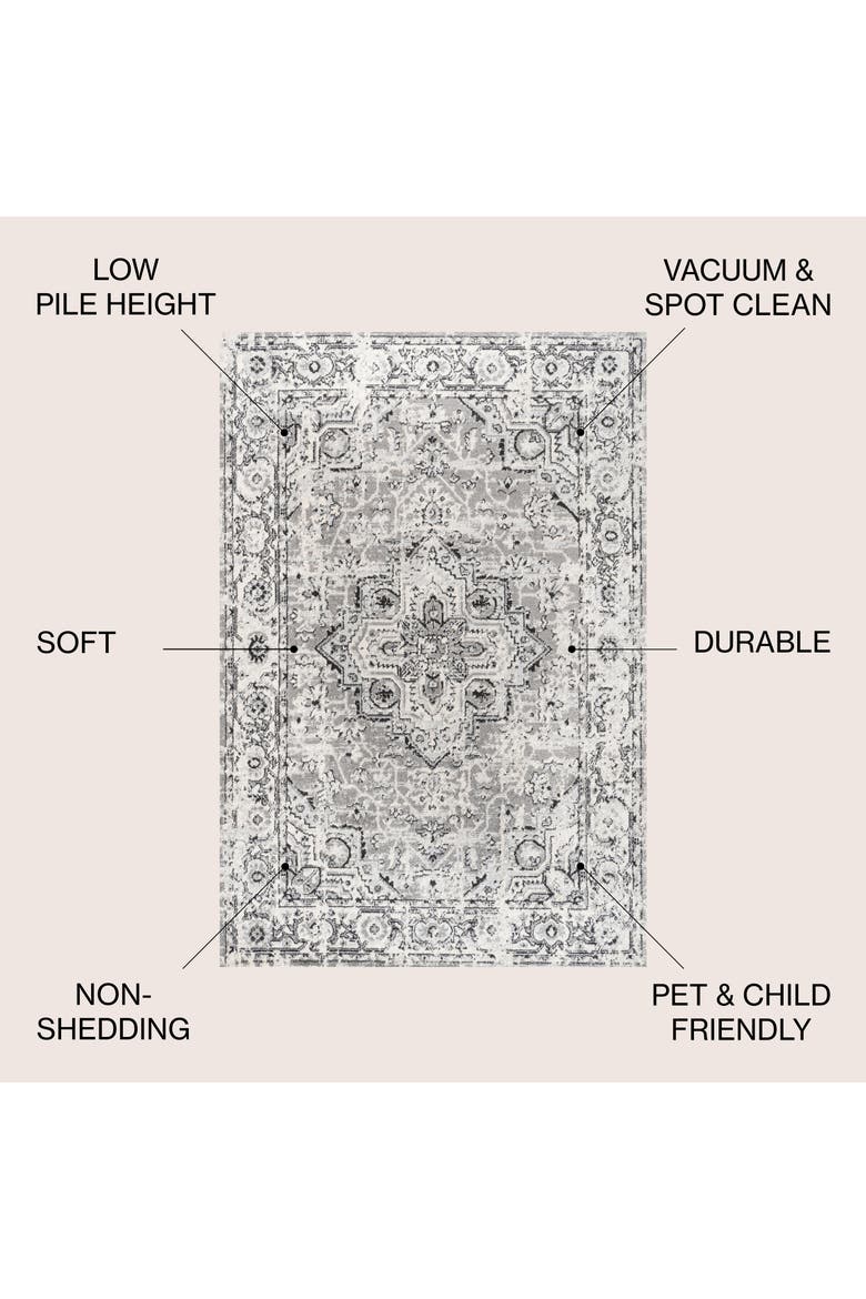 Denia Ornate Geometric Medallion Area Rug, Alternate, color, Dark Gray
