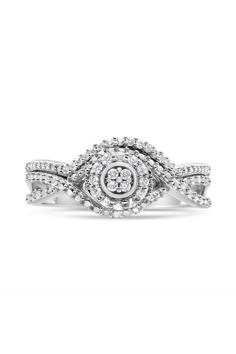 Silver 1/6 Cttw Diamond Composite Halo and Split Shank Bridal Ring Set, Alternate, color, White