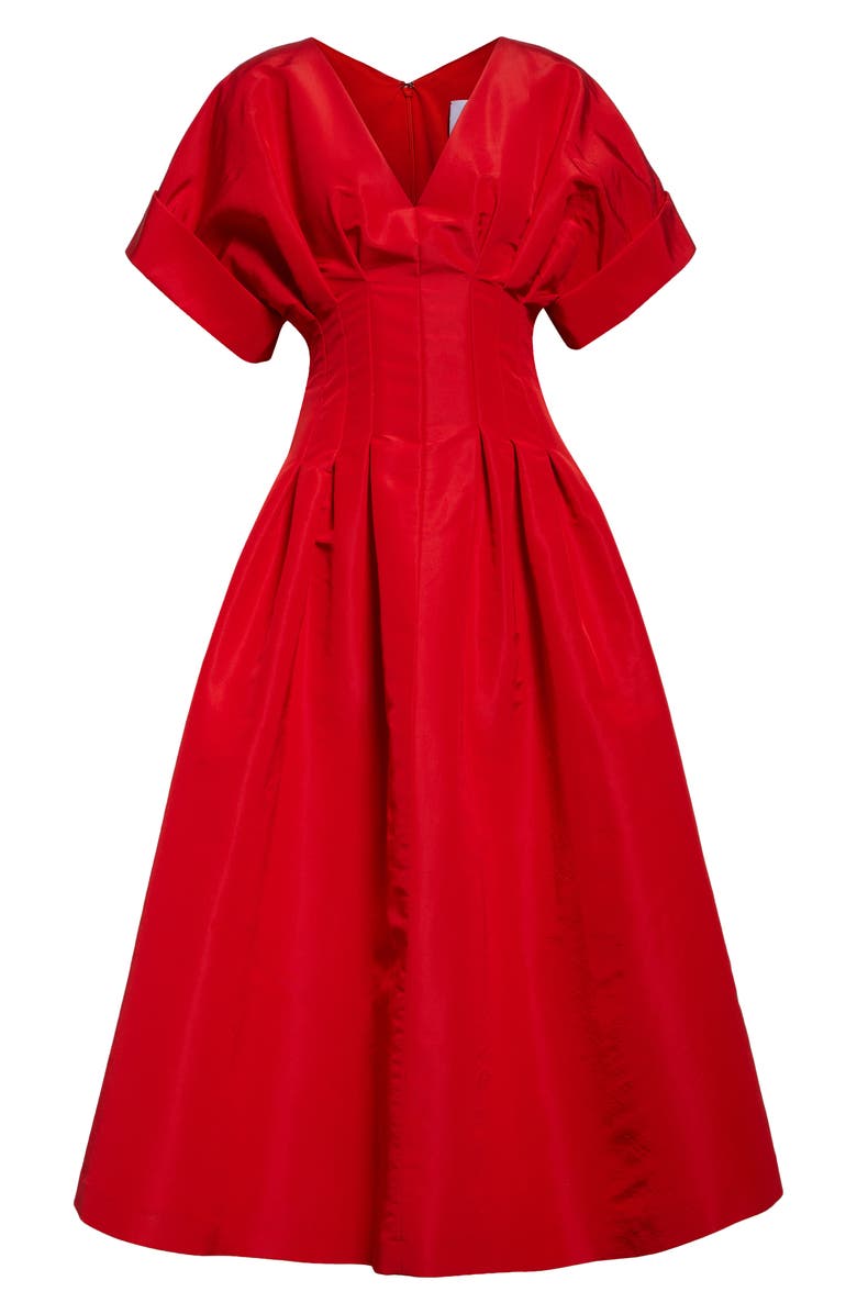 Carolina Herrera Gathered Waist Silk Faille Midi Dress, Alternate, color, 