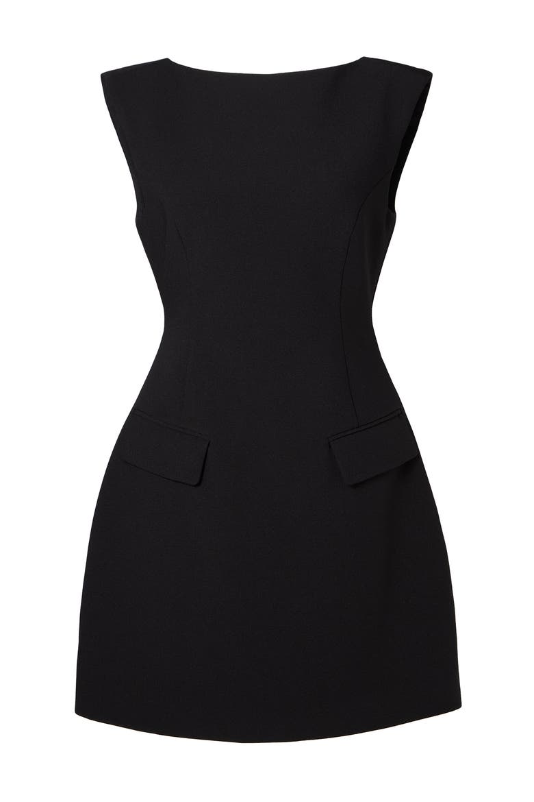 Adelina High Neck Mini Dress, Alternate, color, Black