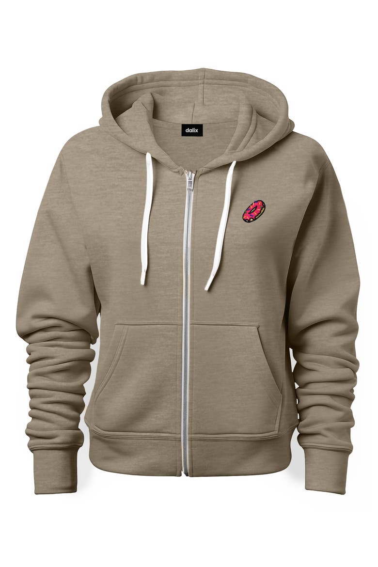Donut Zip Hoodie, Main, color, Heather Stone