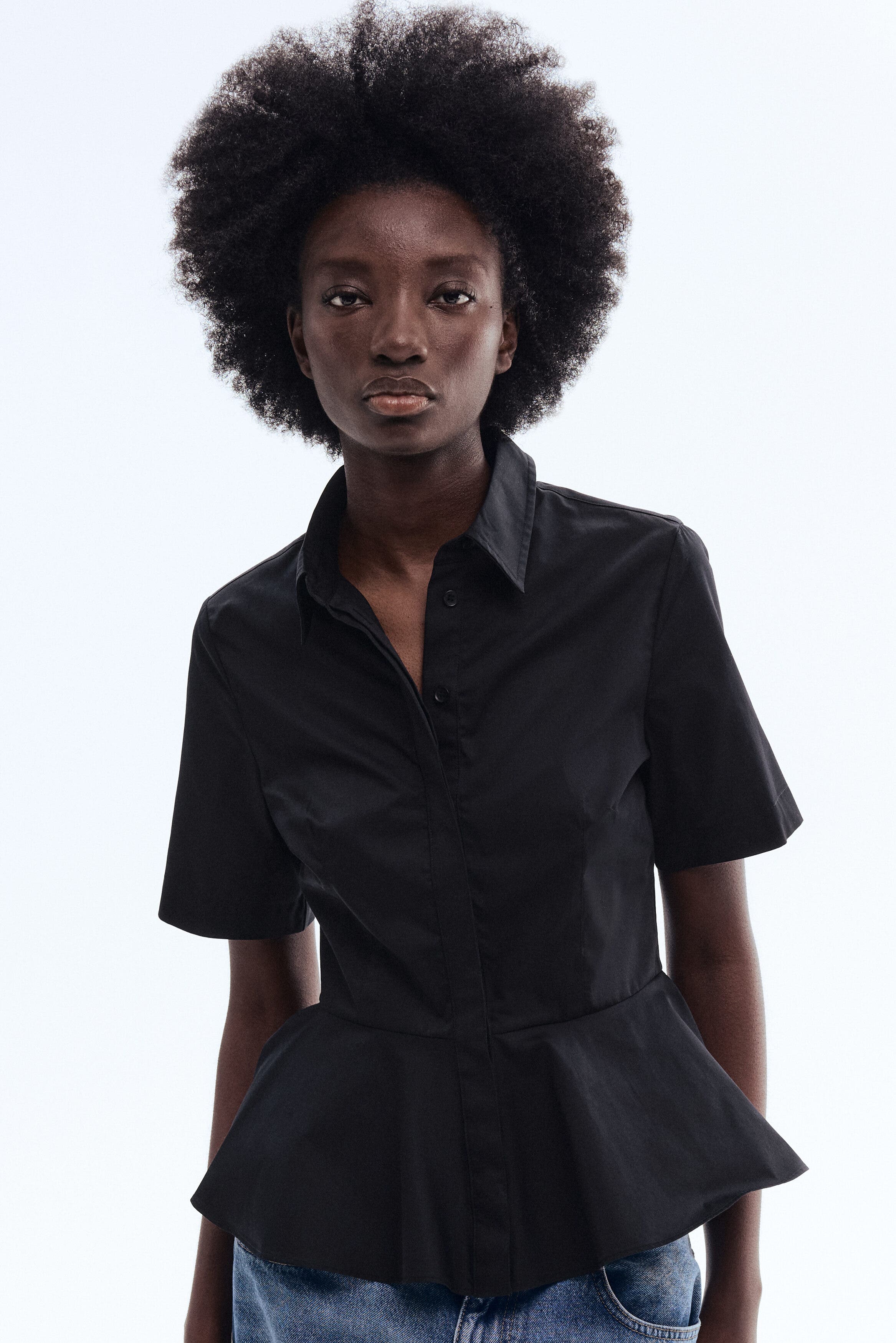 Poplin peplum shirt - image 2