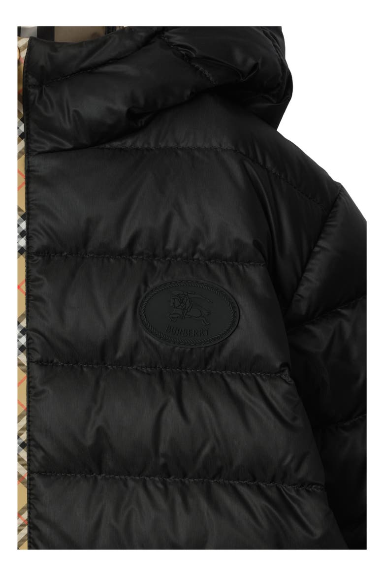 Checker-tape Nylon Hooded Puffer Jacket, Alternate, color, Black