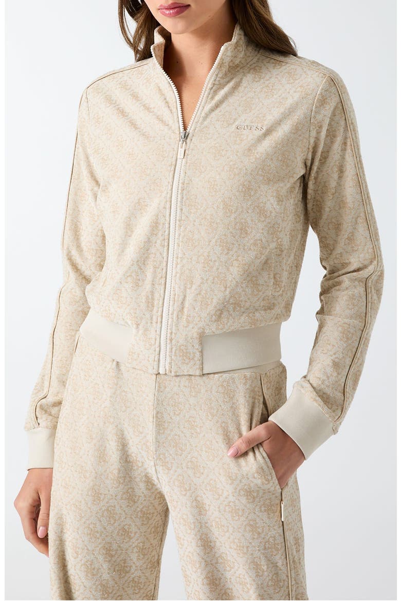4G Logo Allover Jacquard Track Jacket, Main, color, BEIGE