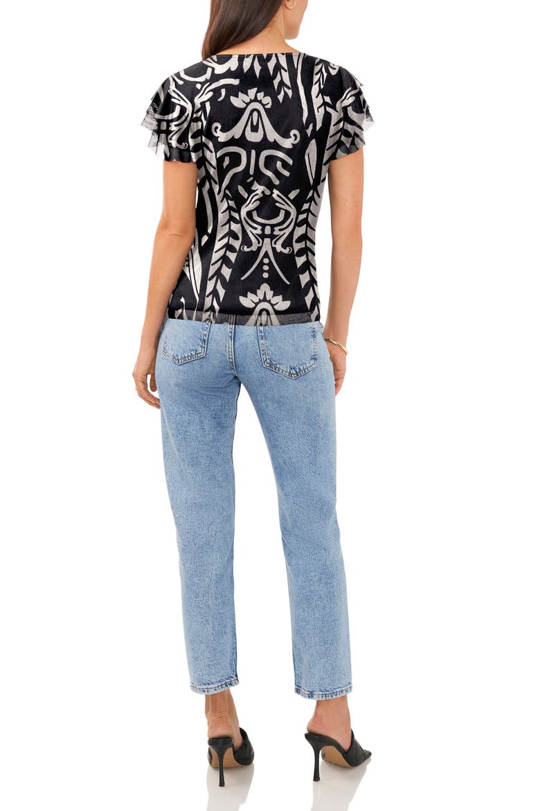 Flutter Sleeve Mesh Top, Alternate, color, RICH BLACK
