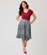 Unique Vintage Retro Style High Waist Vivien Swing Skirt