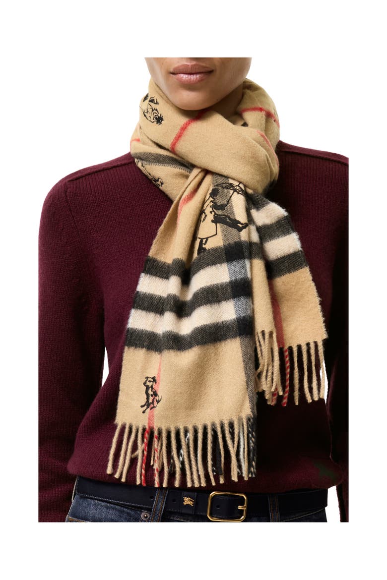 Check Mates Cashmere Scarf, Alternate, color, Archive beige