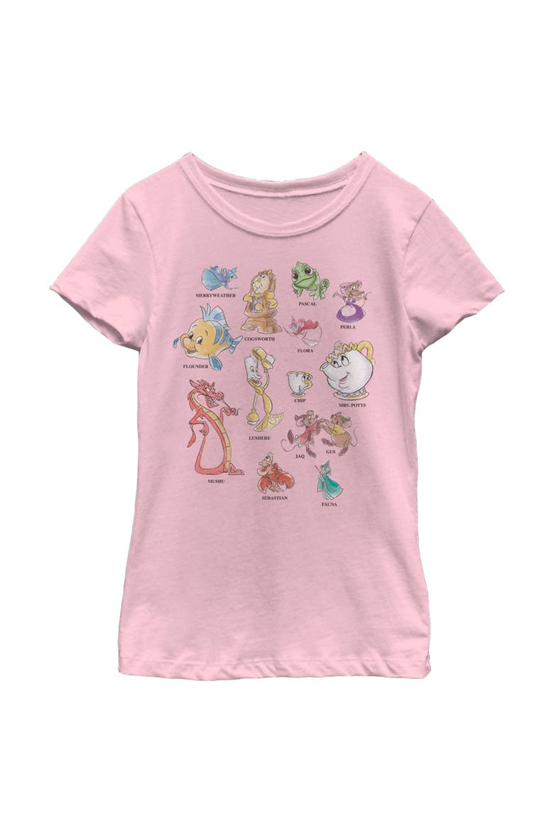 Girl's Disney Sidekicks Sketch  Graphic T-Shirt, Main, color, Light Pink