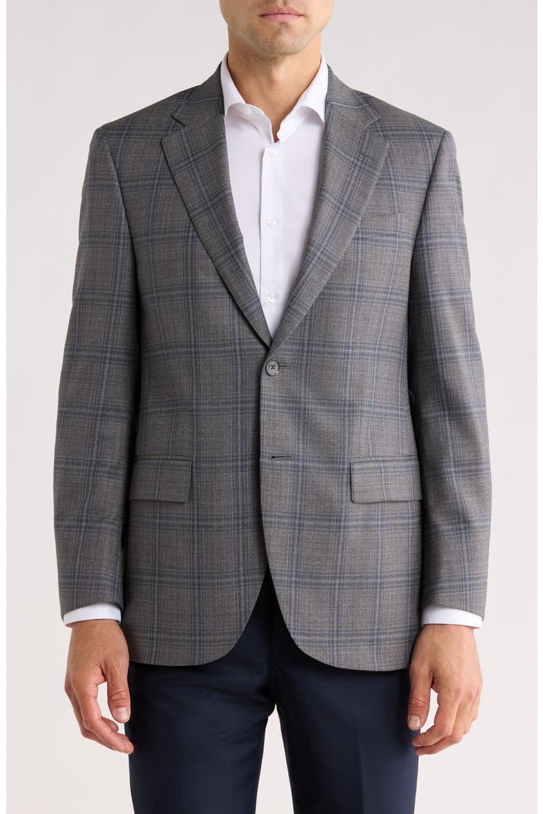 Flynn Classic Fit Plaid Wool Sport Coat, Main, color, GREY