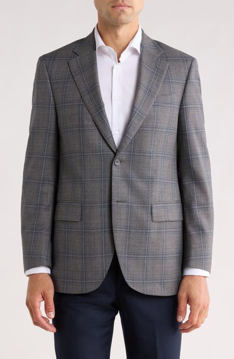 Flynn Classic Fit Plaid Wool Sport Coat (Regular, Short & Long)