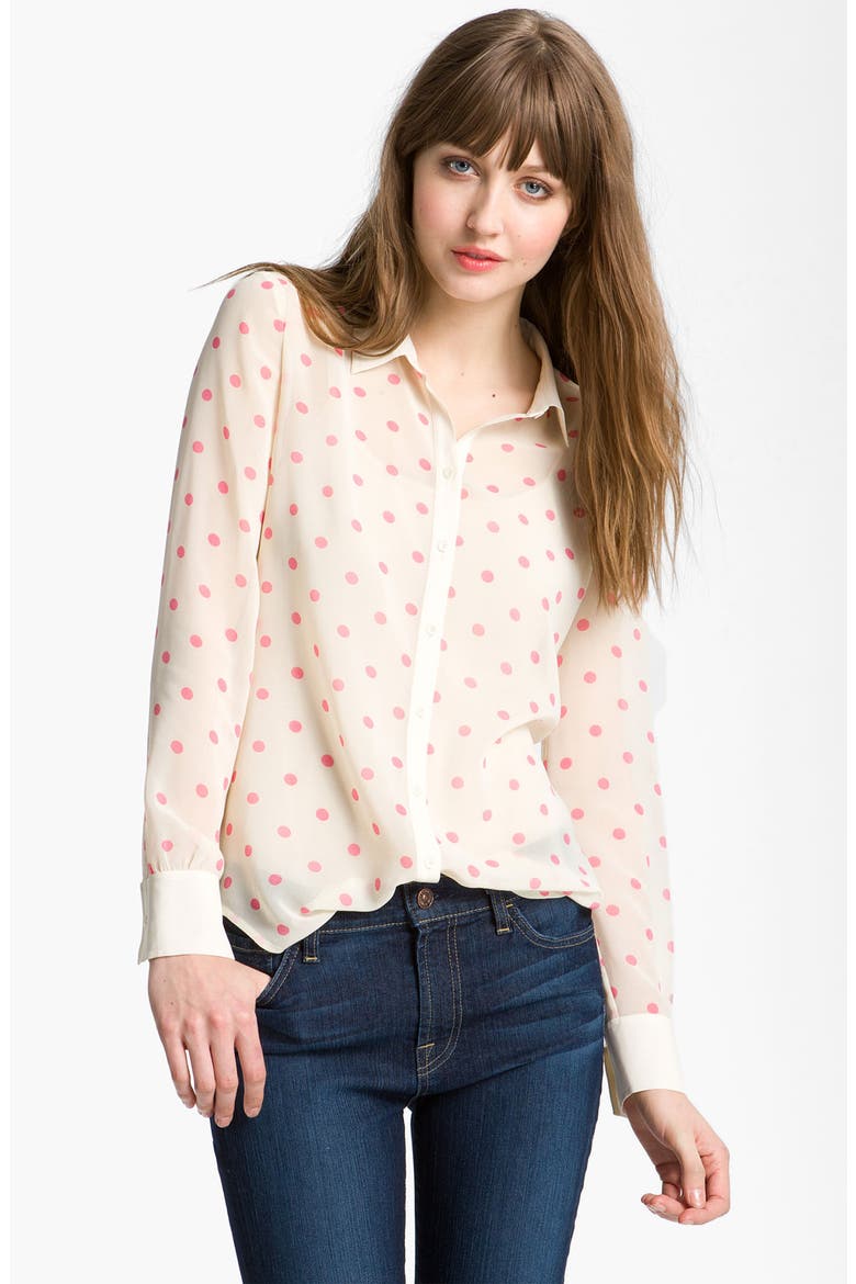 Hinge® Print Chiffon Shirt, Main, color, DOT PRINT