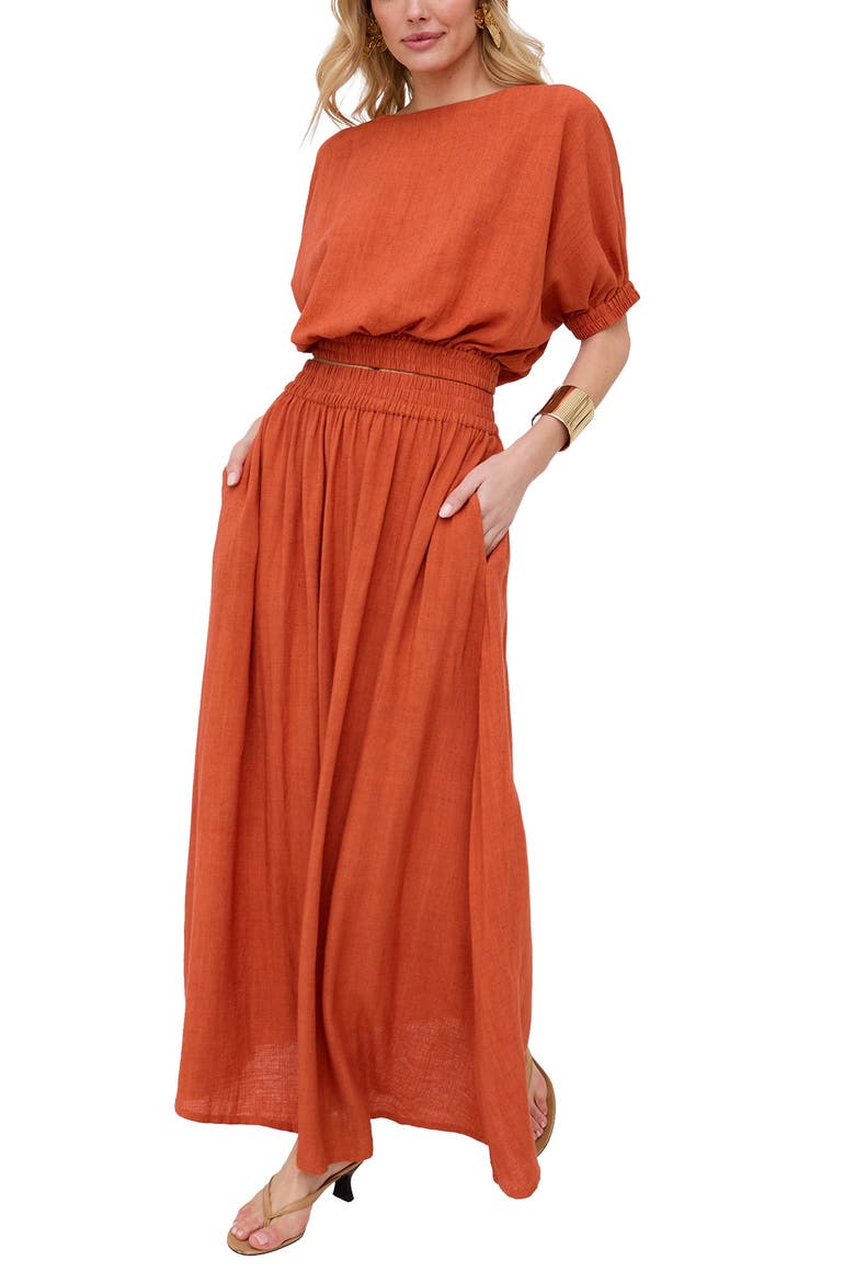 Poppy Boat Neck Top, Alternate, color, Orange