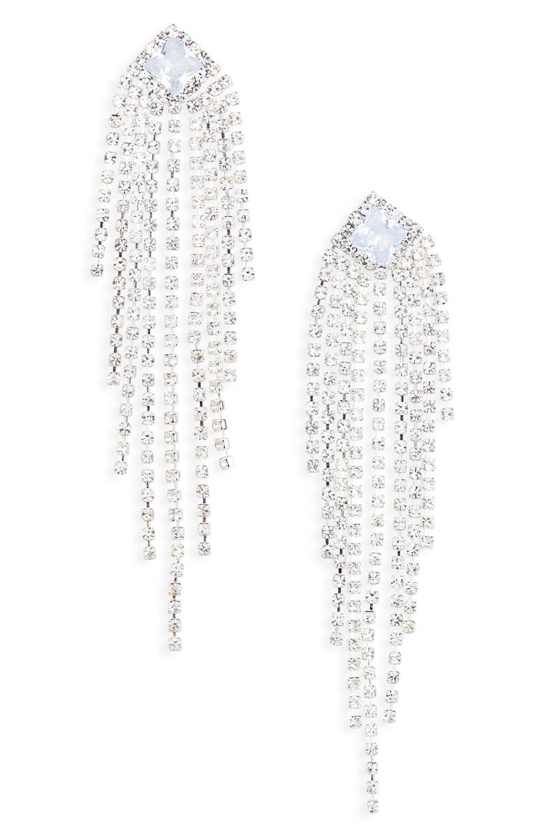 Tasha Crystal Fringe Drop Earrings, Main, color, Silver Crystal