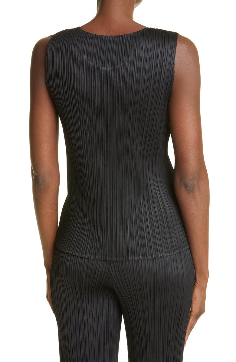 Pleats Please Issey Miyake Basics Pleated Sleeveless Top, Alternate, color, Black
