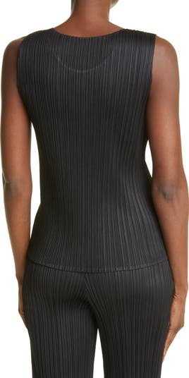 Pleats Please Issey Miyake Basics Pleated Sleeveless Top