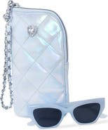 OMG Accessories Kids' Cat Eye Sunglasses & Heart Zip Around Case Set