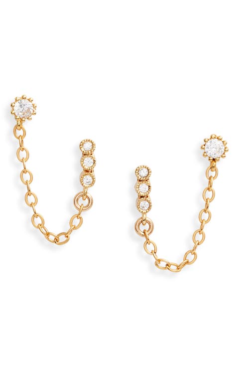 Maven Double Stud Chain Earrings