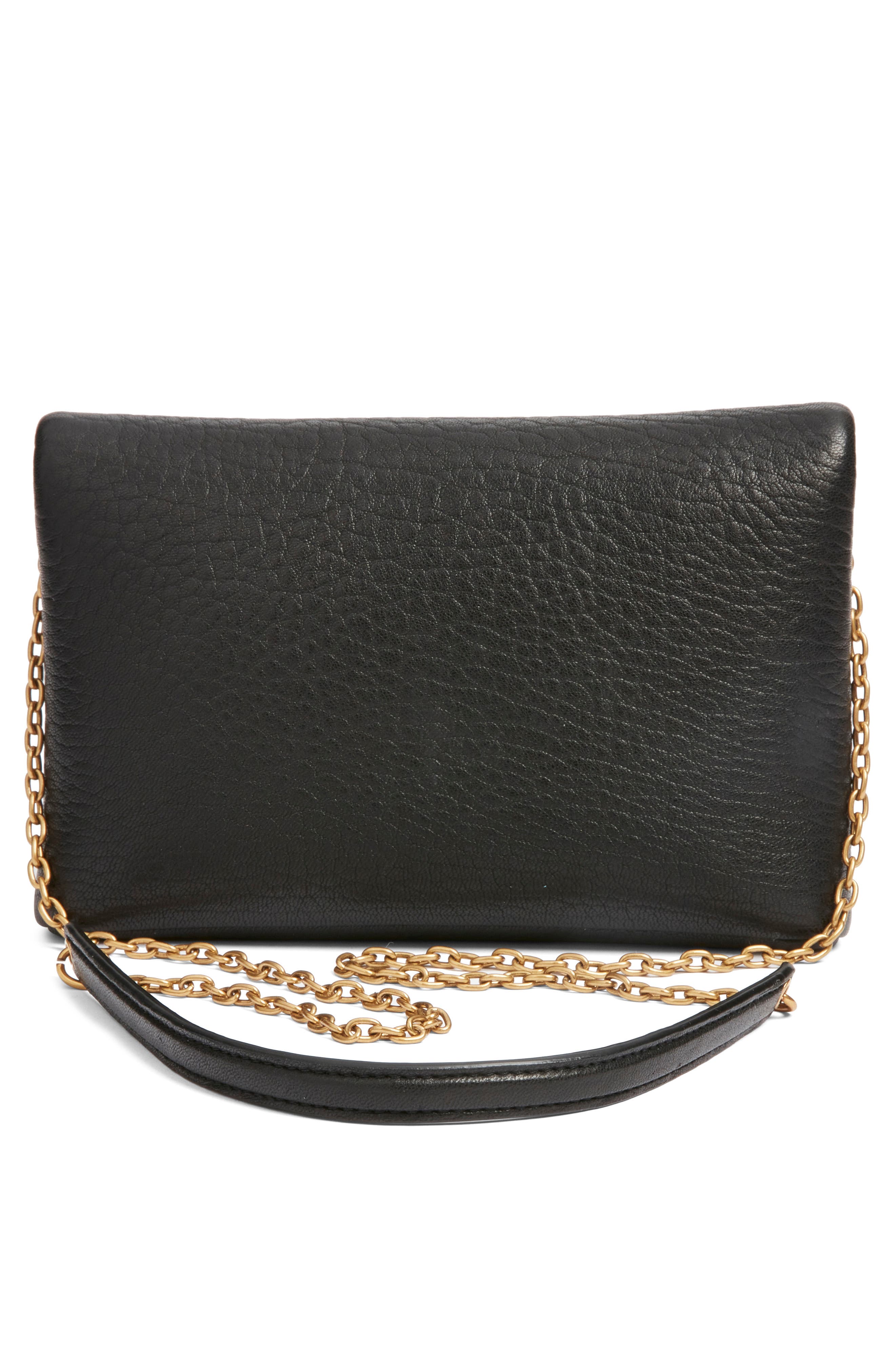 Saint Laurent Small Leather Crossbody Bag, Alternate, color, Noir