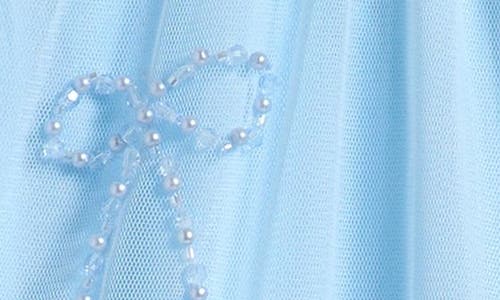 Ava & Yelly Kids' Bow Mesh Babydoll Party Dress In Blue