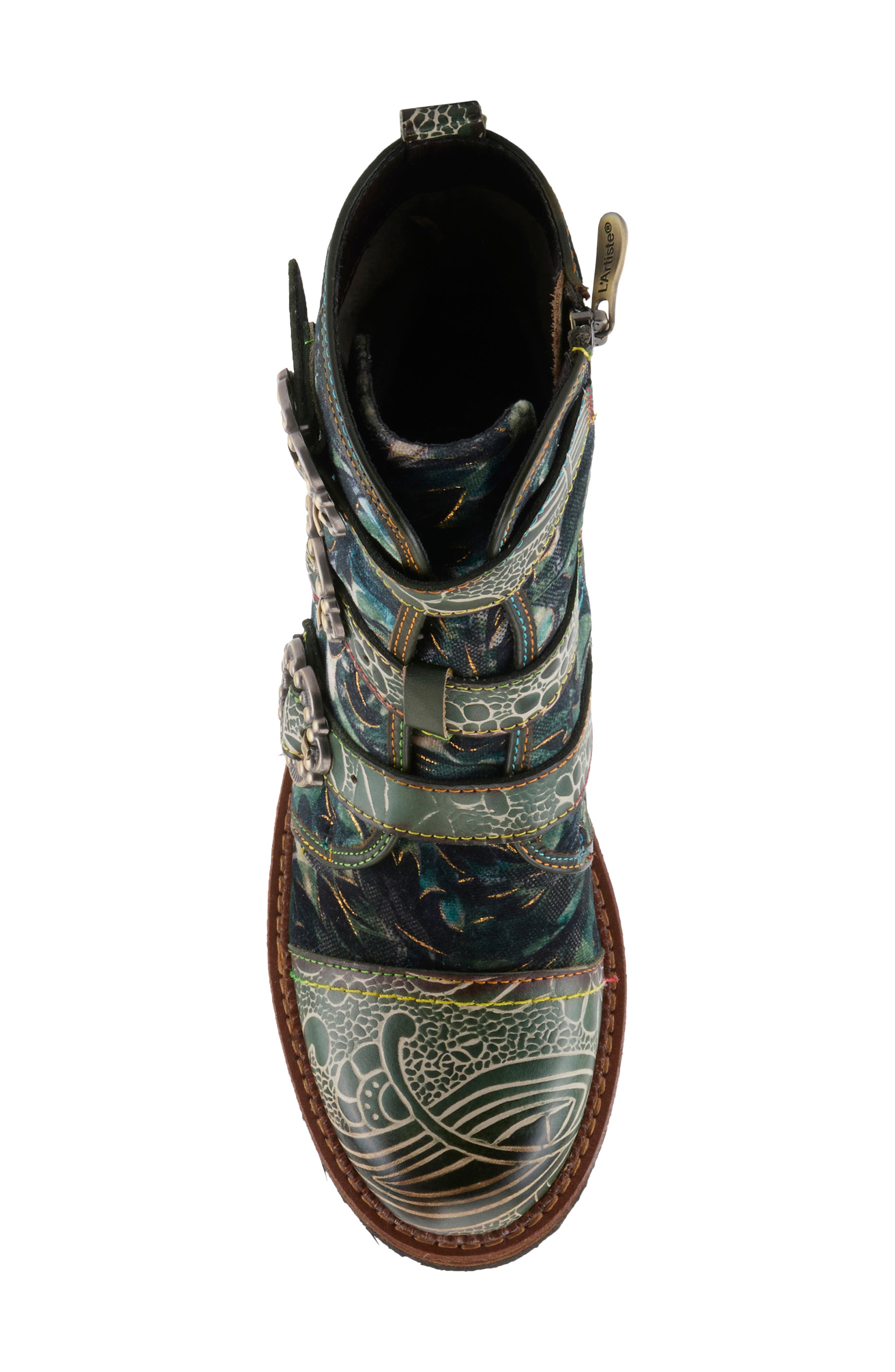 Thisway Buckle Strap Bootie, Alternate, color, GREEN MULTI