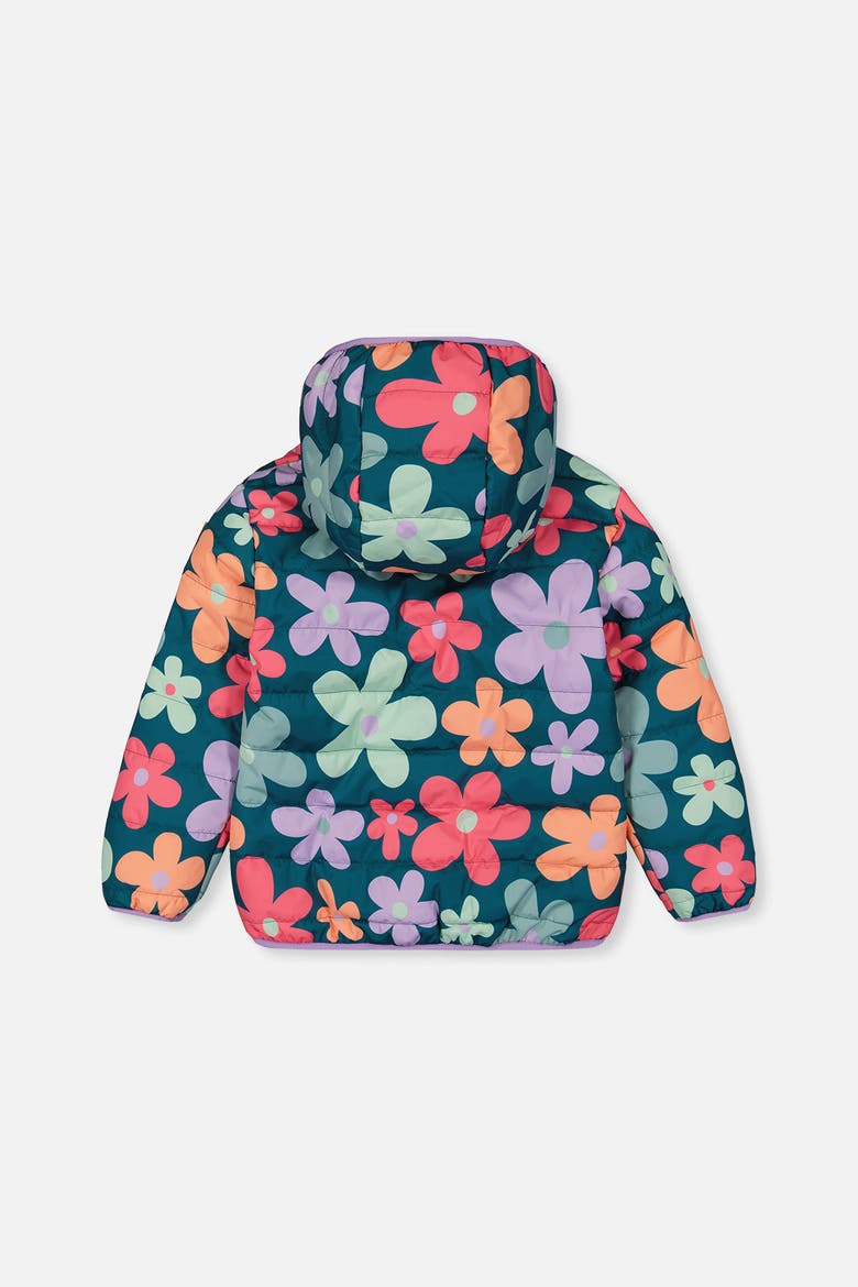 Floral Quilted Hooded Zip Pocket Mid-Season Jacket, Alternate, color, Green Floral Print