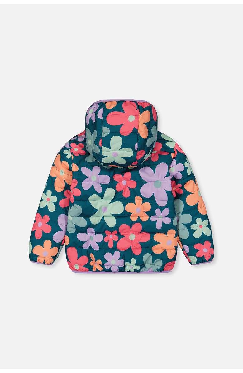 Deux par Deux Floral Quilted Hooded Zip Pocket Mid-Season Jacket, Alternate, color,