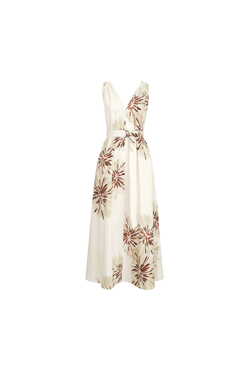Bloom print poplin dress, Alternate, color, Beige