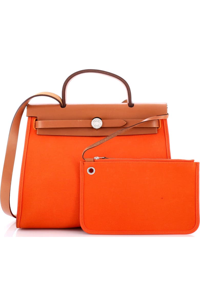 Pre-Owned Hermes Herbag Zip Leather and Toile 31, Alternate, color, Feu