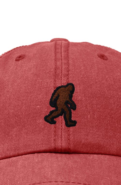 Dalix Sasquatch Embroidered Dad Hat In Washed Red